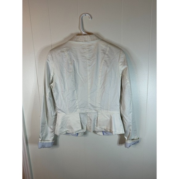 H&M White Blazer (1 Button) - Blue/white striped inner lining - Women's Size 6 - Picture 3 of 3
